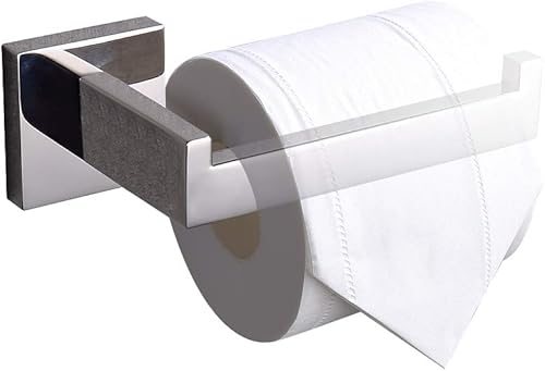 Miniatura 5 de TASTOS Soporte de papel higiénico cromado pulido SUS304 de acero inoxidable, moderno cuadrado medio abierto, soporte TP de 5 pulgadas, soporte para