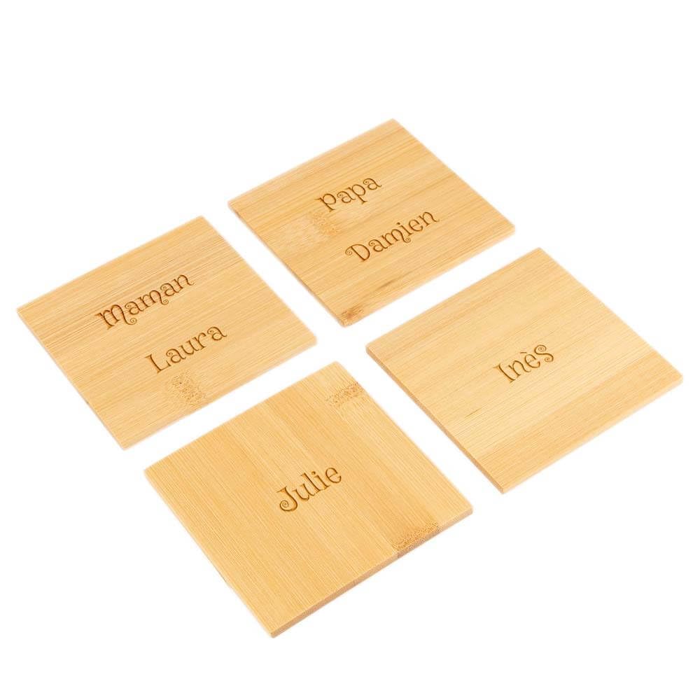 Dessous de verre en bois personnalisé pour stopper les taches d'eau sur vos tables