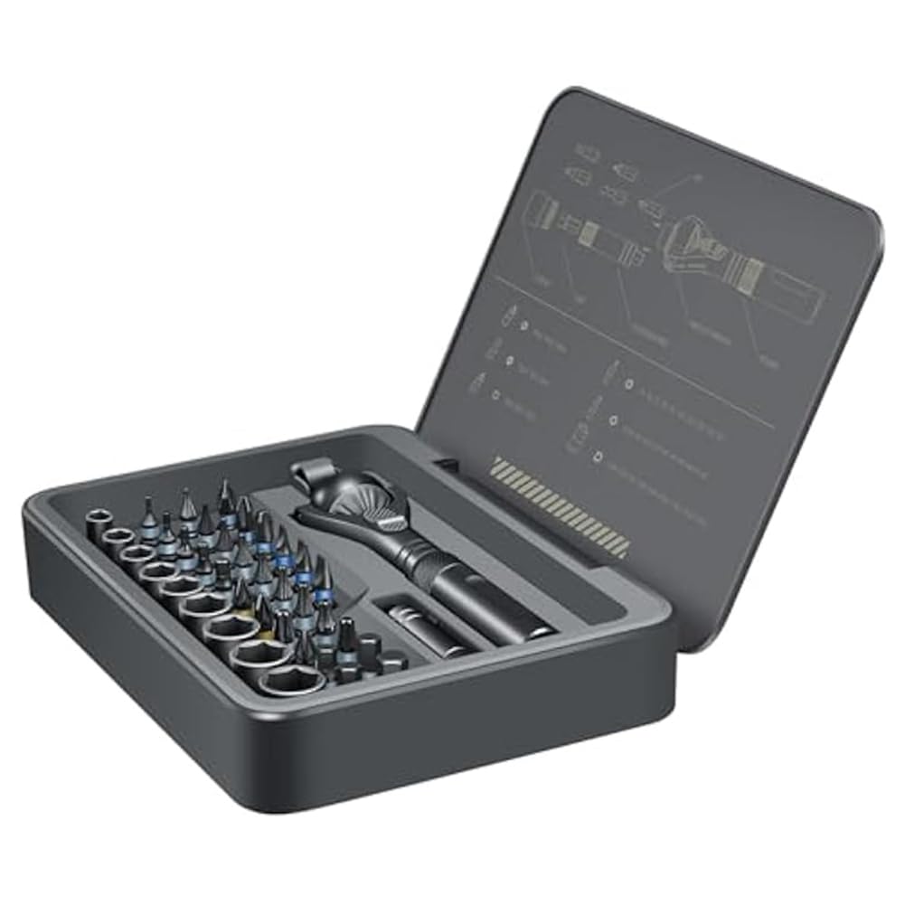 Destornillador MagnéTico: Kit de Destornilladores de Trinquete 40 en 1 con de RóTula, Puntas S2 PortáTiles, Herramienta de ReparacióN de PrecisióN.