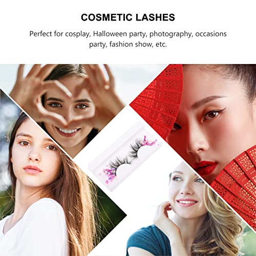 Lurrose Fluorescent Glitter False Eyelashes 1 Pair Neon Strip Lashes for Women Girls Party Cosplay Eye Makeup Extension 1.18X0.79In - Image 3