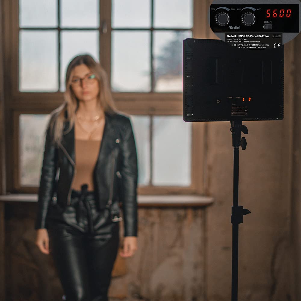 Rollei Lumis LED Panel Fotoleuchte, Dauerlicht Fotografie Lampe Bi Color 3200~5600K Key Light CRI 96+ TLCI 97+ für Videos Streaming Videokonferenz Filmen Aufzeichnen Webcam YouTube TikTok Podcasting
