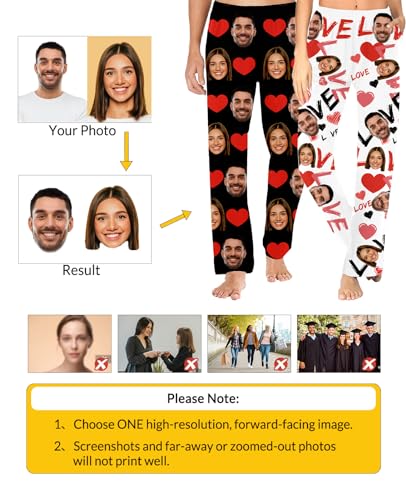 Custom Pajama Pants with Photo Face Personalized Pet Picture Pj Bottoms for Men Women Family Christmas Gifts3