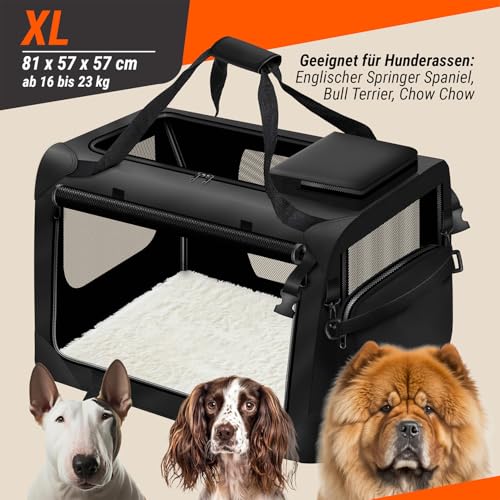 Hunde-Transportbox Tier Hundebox Transporttasche faltbar Hundetasche Haustier-Transport Atmungsaktiv & Wasserabweisend für Hunde & Katzen (XL - 82x60x60 cm)