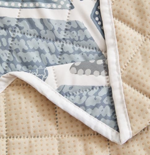 Image of House of Quirk Printed Quilted Recliner Sofa Cover - Water-Repellent & Waterproof, Durable Furniture Protector Mat (Hexa Blue)