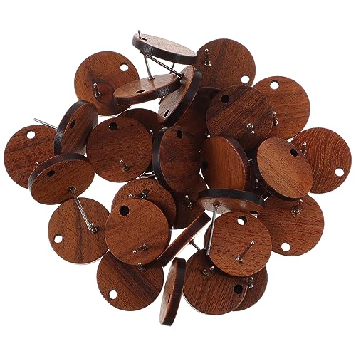 NUOBESTY 30pcs Wood Earrings Jewelry Making Wood Ear Studs Wooden Ear DIY Accessories for Craft Project Earrings
