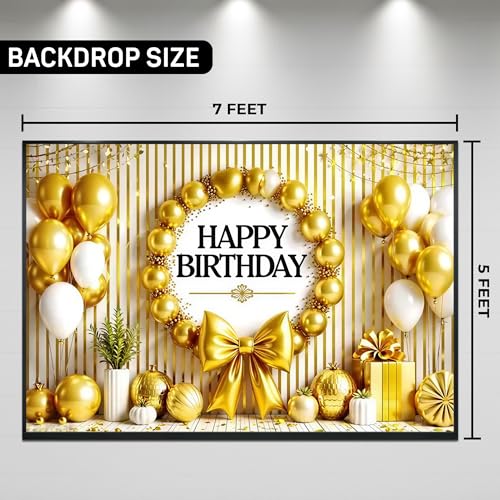 Image of Happy Birthday Theme Backdrop Banner 5x7 ft - Digital Print Cloth Background, Reusable Birthday Party Wall Decoration for Girls, Photo Booth & Stage Decor (BD 4)