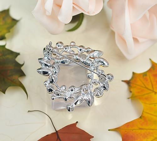 Gyn&Joy Coffee Topaz Colored Crystal Rhinestone Floral Leaf Wreath Brooch Pin #TOP5