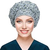 ABAMERICA Bouffant Caps with Button and Sweatband,Adjustable Working Hats for Women Men,One Size Fit
