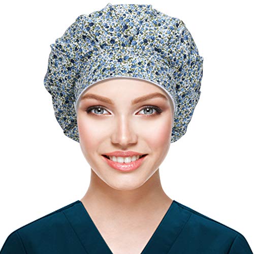 Abamerica Bouffant Caps With Button And Sweatband,Adjustable Working Hats For Women Men,One Size Fits All #TOP13