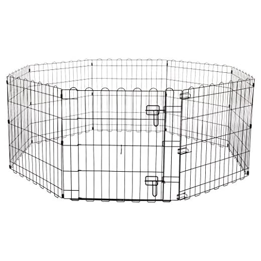 Amazon Basics - Parque de juegos y ejercicios para mascotas, paneles de valla metálica con puerta, plegable, 152,4 x 152,4 x 60,9 cm