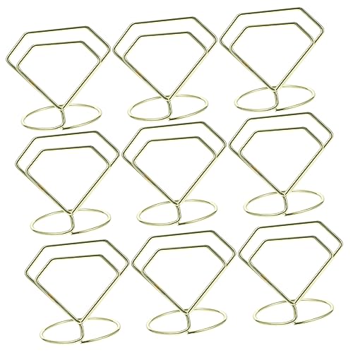 Cabilock 10Pcs Diamond Shaped Table Number Holders Elegant Memo Clips for Weddings Anniversaries Parties and Events Sturdy Design for Photos and Notes