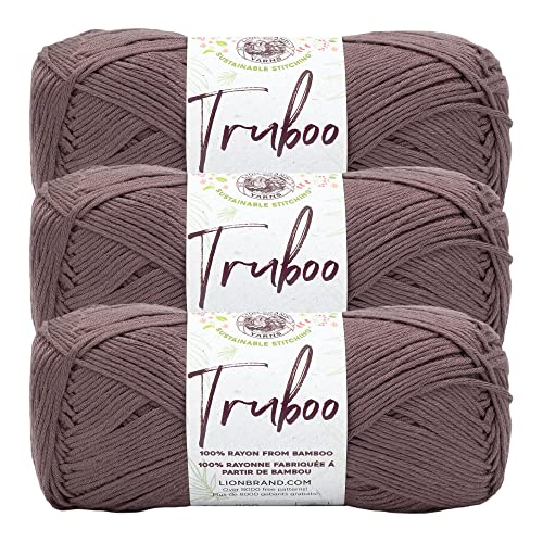 Image of Lion Brand Yarn Truboo Yarn for Knitting and Crocheting, Sable, 3 Pack