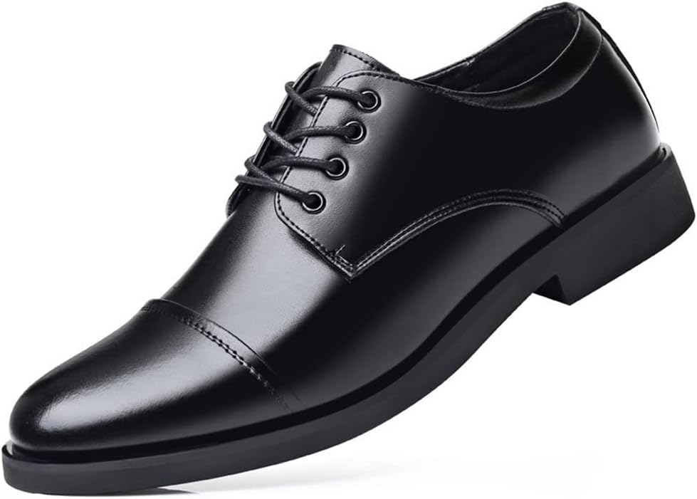 Formal Shoes Dress Oxford for Men Lace Up Solid Cap Toe Derby Shoes Vegan Leather Rubber Sole Anti-Slip Resistant Non Slip Party