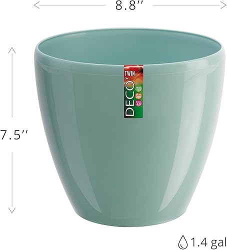 Miniatura 3 de Paquete de 3 macetas de riego automático - Maceta decorativa para interiores y exteriores con cartucho de drenaje e indicador de nivel de agua (8.8