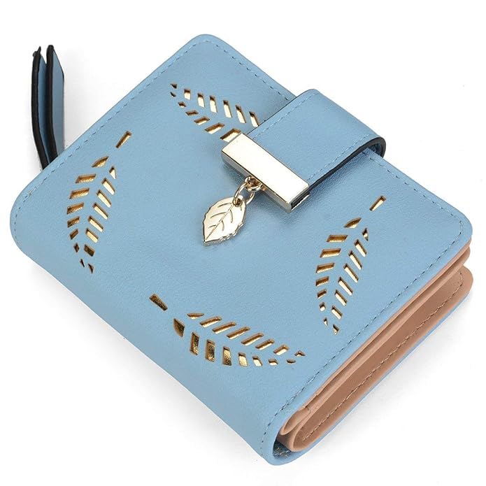 Vegan Leather Bi-Fold Small Wallet Card Coin Holder for Women-image-14