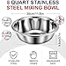 FillTouch 2 Pack Large Mixing Bowl Oversized All Purpose 304 Stainless Steel Polished Mirror Flat Base Metal Bowl for Home or Commercial Prepping Baking Mixing Marinating(8qt)