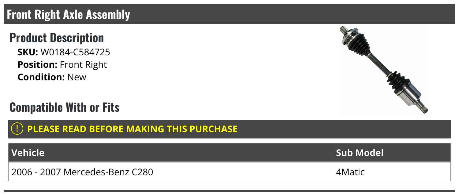 Cさま専用 Amazon.com: Front Right Passenger Side CV Axle Assembly