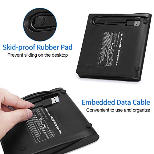 External CD Drive, USB 3.0 Slim DVD Writer Rewriter Burner High Speed Data Transfer for Desktop/Laptop/Linux/Mac OS/Windows10/8/7 (2021 Upgrade, Black) - Thumbnail 2