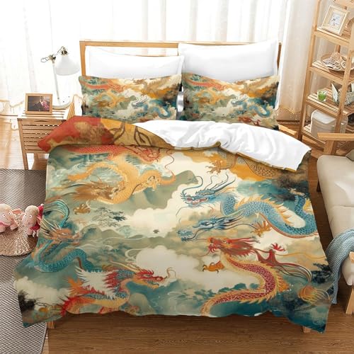 Housse de couette dragon 3D ensemble de literie microfibre 220x240 - 2