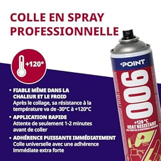 POINT 006 Colle en Spray Résistante à 120°C pour Garnitures Intérieures de Voiture, Rembourrage de Meubles et Projets de Bricolage – Colle Puissante Tous Matériaux – 500 ml pour 2 m²