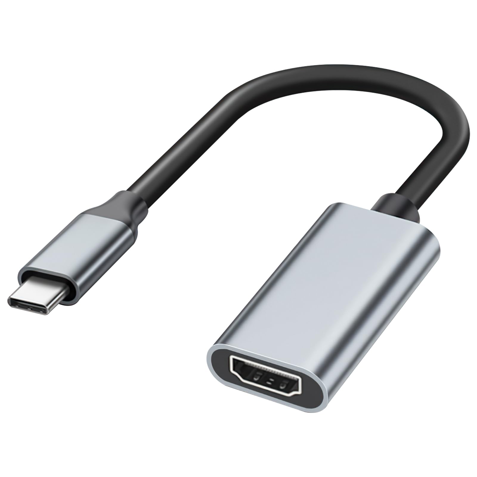 USB C to HDMI Adapter, Type-C to HDMI 4K Adapter, 4K@30Hz Thunderbolt 3/4, Sturdy Aluminum&Nylon Type C to HDMI Converter for iPhone 16/15, MacBook Pro/Air, iPad Pro, Samsung Galaxy S24, Dell XPS