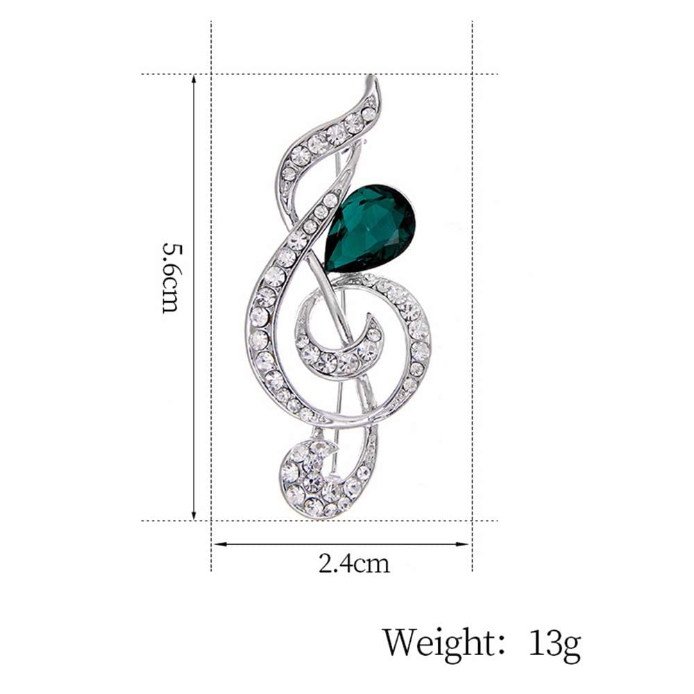 Elegante Brosche mit Kristallsteinen und Musik-Symbol Brooch Pin Scarves Shawl Clip für Damen Schmuck Zubehör Weddin