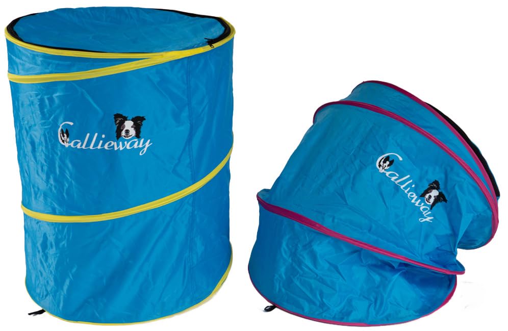 Callieway Hoopers Agility Barrel – Tonne/Fass für Hundetraining (Doppelpack, Blau) | Leicht, stabil & beschwerbar | Inkl. Transporttasche | Agility Parcours für Hunde | Blau