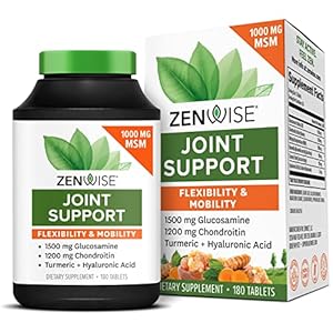 Zenwise Joint Support Supplement – 1500mg Glucosamine, 1200mg Chondroitin, 1000 MG MSM & Hyaluronic Acid for Advanced…