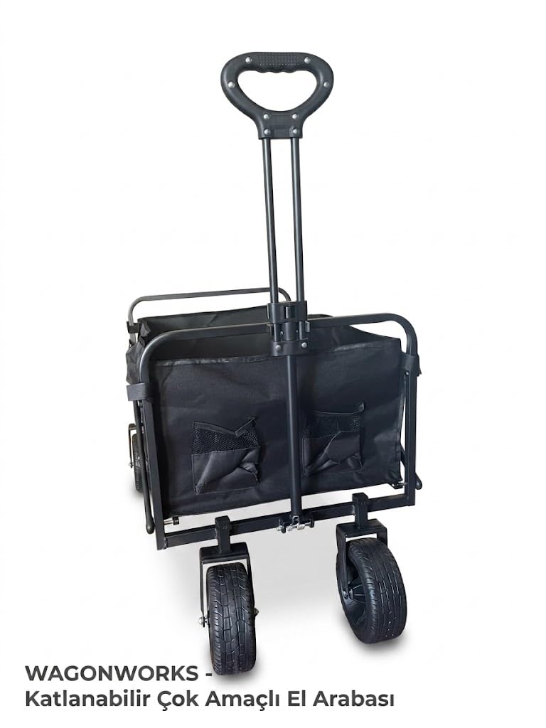 Hannah Katlanabilir El Arabası Wagon 100L | Ağır Hizmet Tekerlekli, Ergonomik Saplı, Çok Amaçlı Cepli | Kamp Plaj Alışveriş Bahçe Oxford Su Geçirmez Kumaş