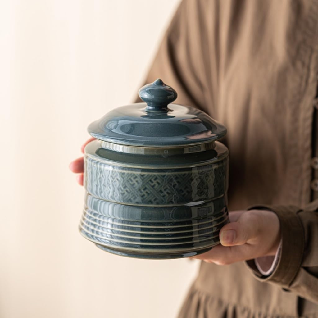 XYNSNDB Pojemnik na herbatę Ceramiczny słoik na herbatę, słoik do przechowywania herbaty, magazyn ceramicznej herbaty, Longjing zielona herbata słoik na herbatę puszka na herbatę