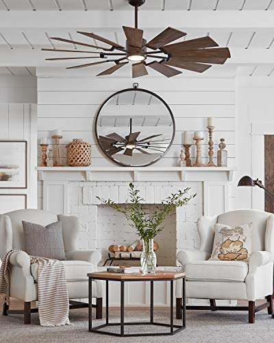 Monte Carlo 14Prr62Agpd Prairie Windmill Energy Star 62" Outdoor Ceiling Fan With Led Light And Hand Remote Control, 14 Wood Blades, Aged Pewter #TOP1