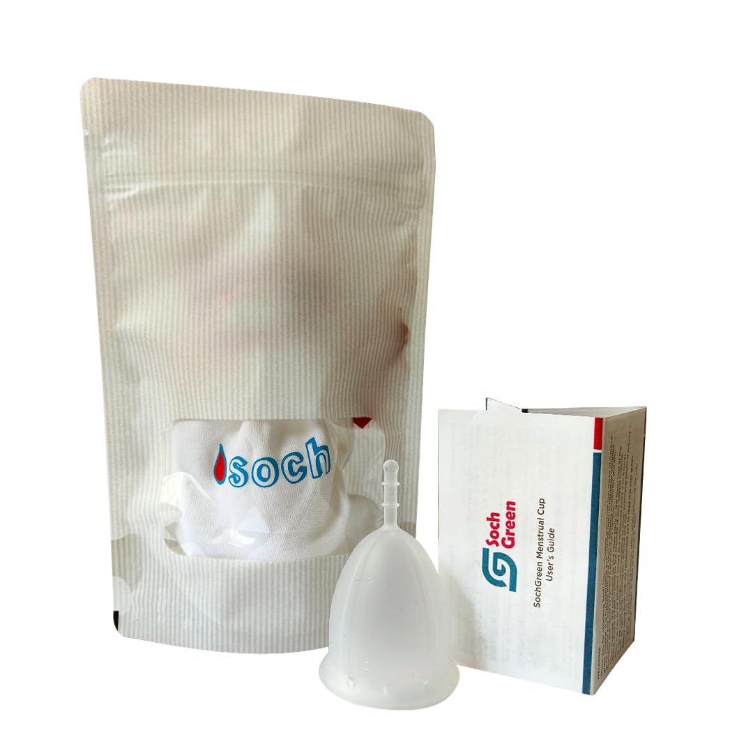 SochGreen Soft Reusable Menstrual Cup for Women, Easy Insertion & Removal, Odor & Rash Free, No Leakage, Life 10 years, US FDA Registered (Clear) (Large) (B0CMD4Q5ZT) Amazon Price History, Amazon Price Tracker