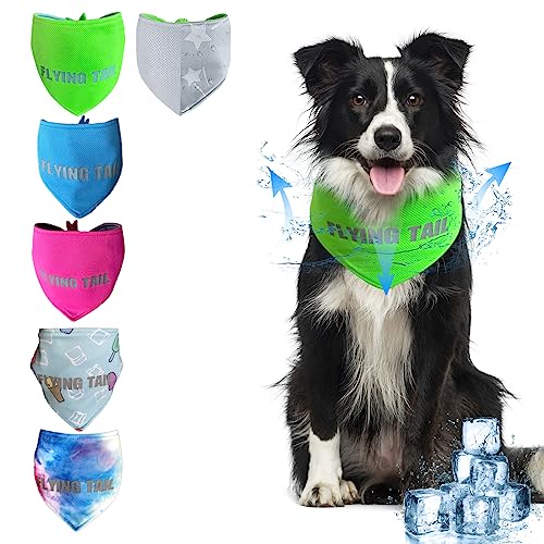 Dog Summer Cool Down Bandana, 3 Layers Special Cooling Materials, Using Water Cool Down, Reversible And Wet Reveal Ice Bandana, Cooling Reflective Dog Bandana (Green.l) #TOP2