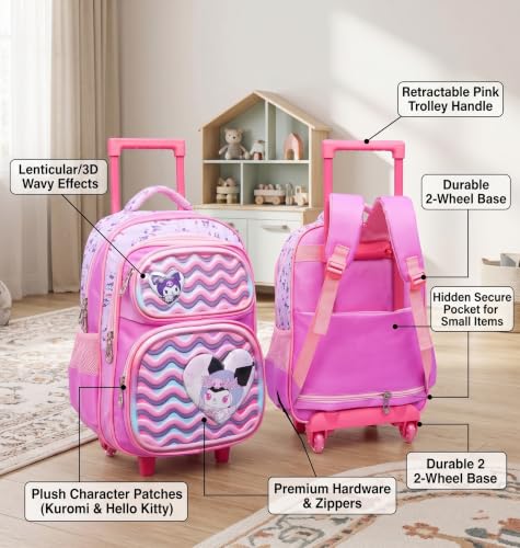 Image of ADSON 3D Embossed School Trolley Bag Large School Bag for Boy Girl, Kids School Bag, Travel Backpack for Girl Boy, Ideal for Children Trolley 16 Inch Water Resistant