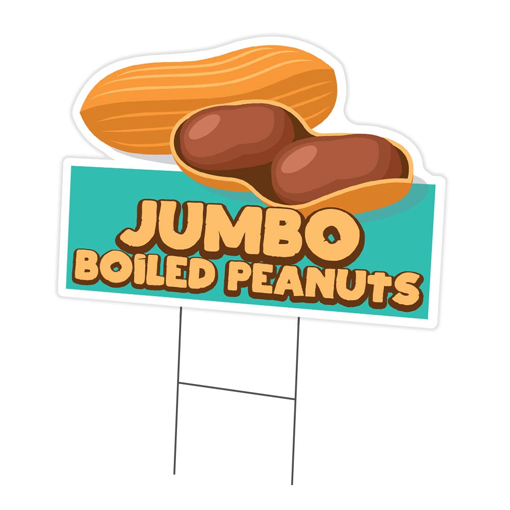 SignMission Jumbo Boiled Peanuts 12" x 16" Yard Sign & Stake | Advertise Your Business | Stake Included Image On Front Only | Made in The USA