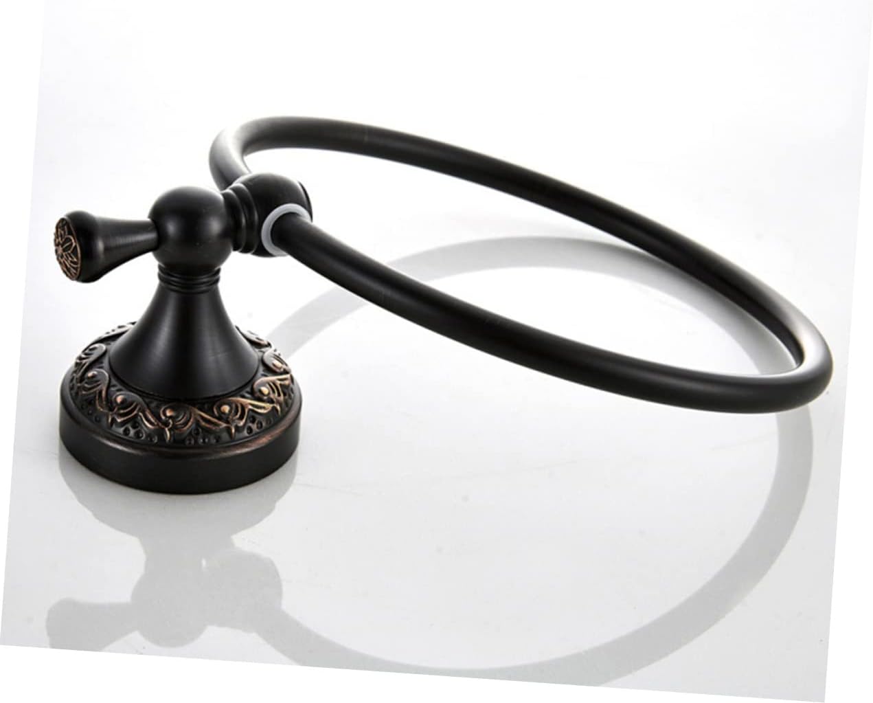 Artibetter Black Bronze Brushed Towel Ring Vintage Wall Mount Towel Rack for Bathroom Round Design Easy Installation