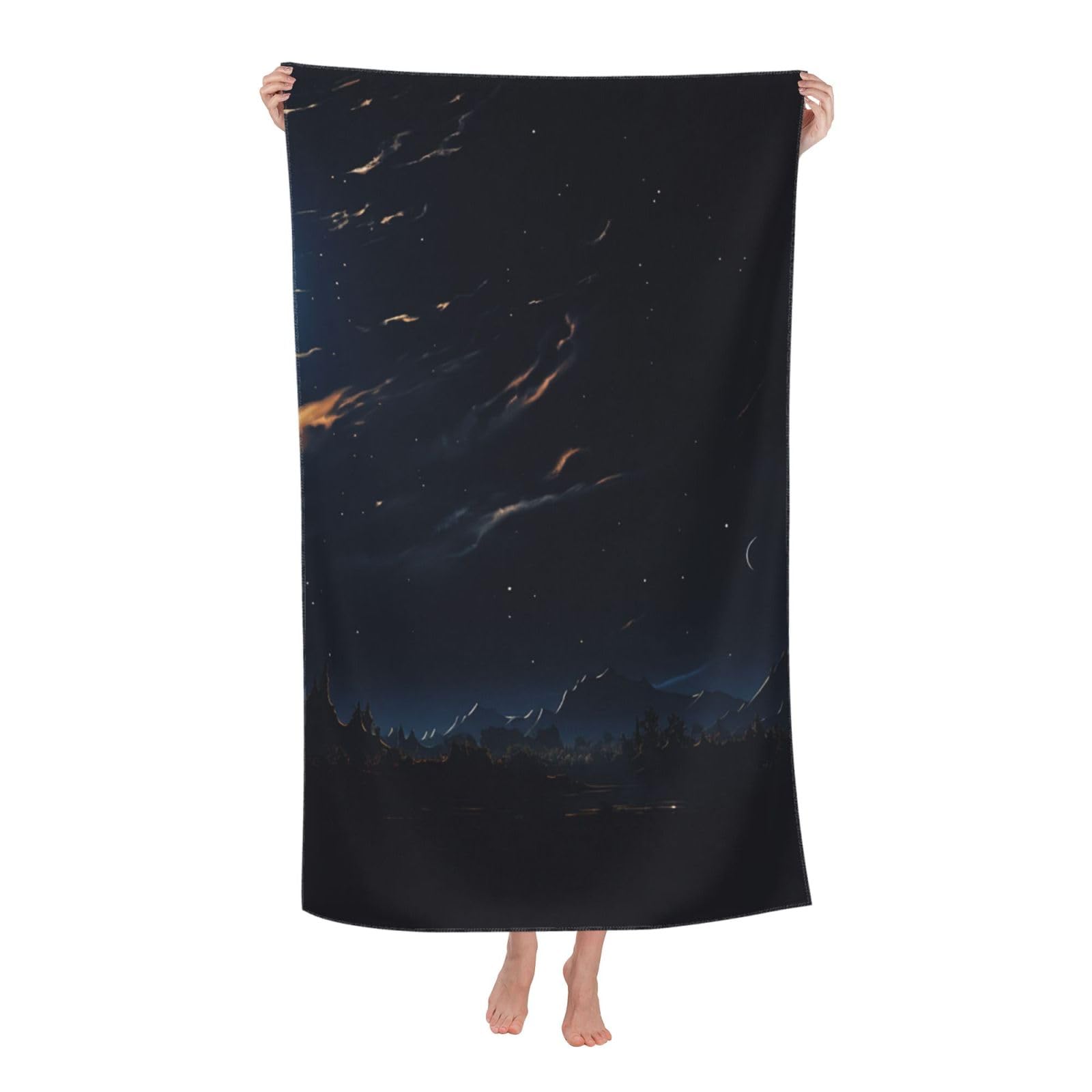 HLBSDM Moon Night Beach Towel 52 x 32 in Vacation Essentials Quick Dry Sand Free Pool Swim Towel Super Absorbent Bath Towels Oversized Gym Towels Travel Blanket Gift