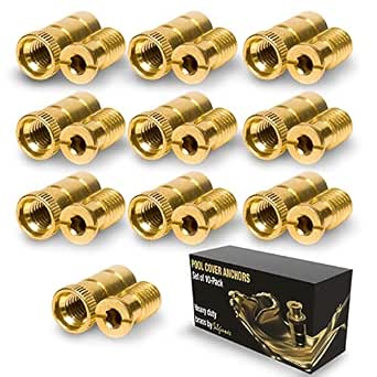 Brass Pool Cover Anchors, 10 Pack Fits 3/4" Concrete & Paver Deck