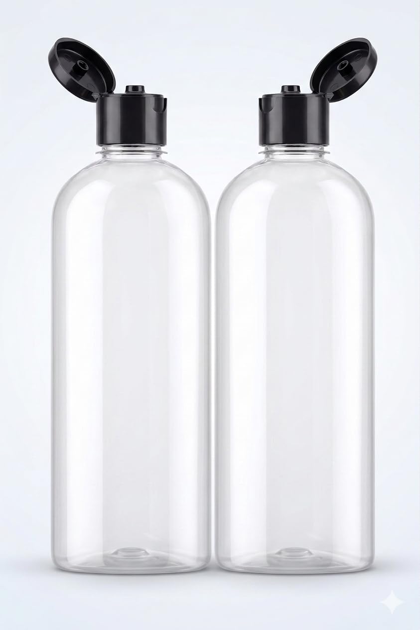 DECO MART MERO BAAZAAR 1000ml Empty 27gms Premium Clear Plastic Bottles Refillable for Oil, Distilled Water, Any Liquid for storage 1Ltr With White Tight lock Screwed Cap (Pack Of 2)-image-15