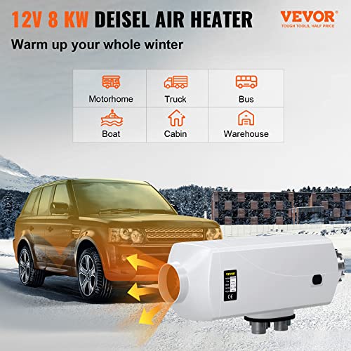 Vevor 8Kw Diesel Air Heater, 10L Tank, Diesel Heater 12V, Muffler, Diesel Parking Heater With Lcd Switch And Remote Control, Fast Heating For Truck, Boat, Car Trailer, Campervans And Caravans #TOP1