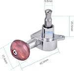 Les cordes d'Ukulele Tuning Pegs, 2L2R Tuners de verrouillage en argent Têtes de machine ronde rouge pour Ukulele 4 Guitares à cordes
