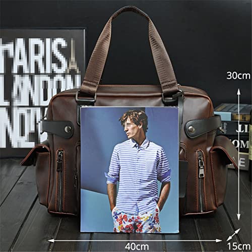 Men Vintage Handbag Crazy Horse Leather Business Briefcase Shoulder Crossbody Bags Large Travel Laptop Bags 5