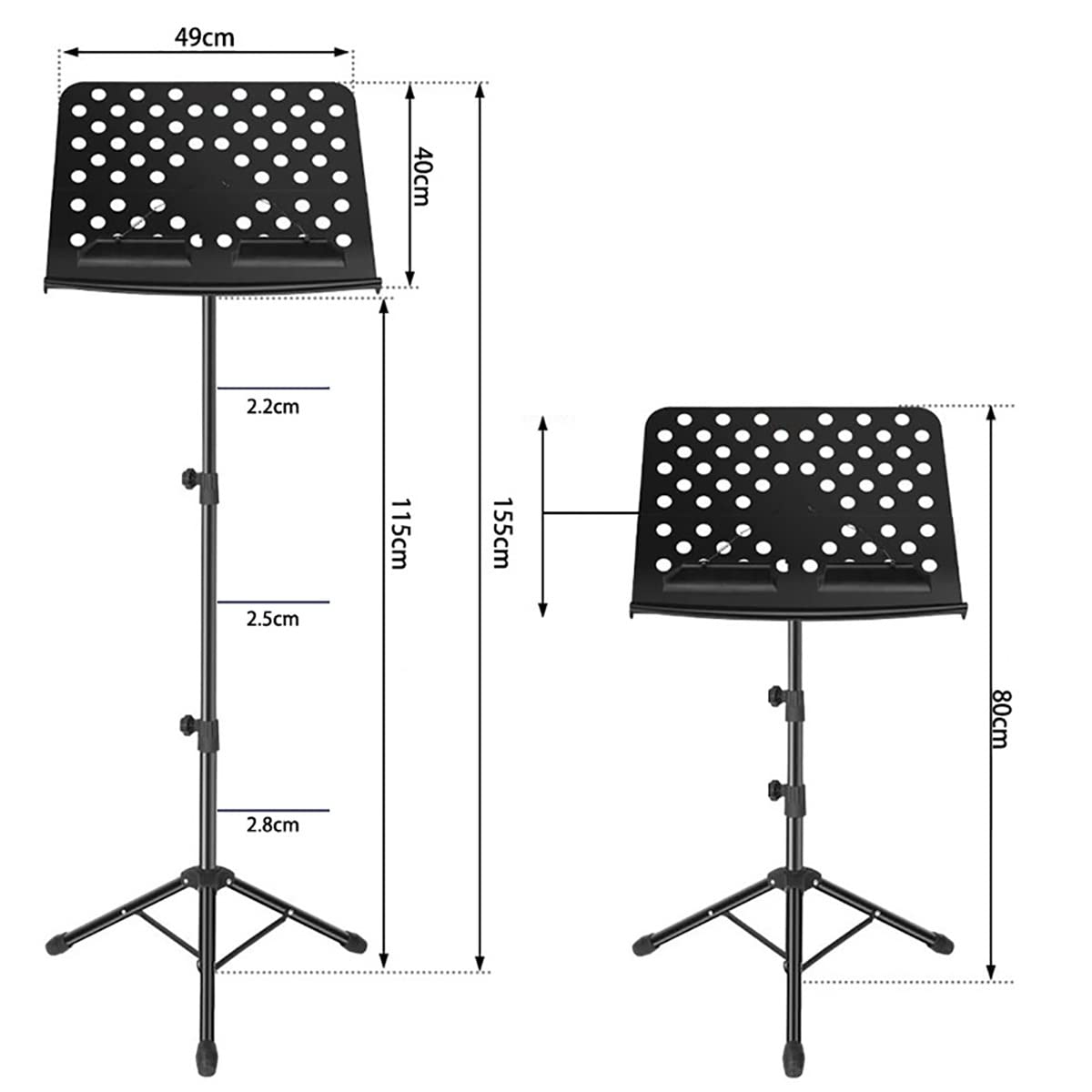 Leggio Musicale, Leggio per Spartiti E Leggio da Tavolo A Doppio Uso, Leggio in Metallo Regolabile E Pieghevole, con Borsa per Il Trasporto, Ideale per Esibizioni Strumen,