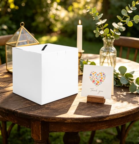 Image of SietDESEO White Card Box with Slot Money Gift Card Box Holder for Party Wedding Reception Birthday Graduation Bridal Shower Baby Shower Diaper Raffle Box