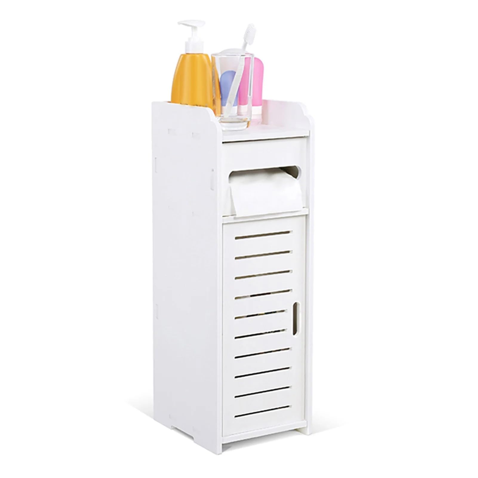 FYNORA Bathroom Storage Cabinet Slim Bathroom Storage Unit Freestanding Bathroom Cabinet Toilet Storage Shelf Small Bathroom Cabinet Narrow Storage Unit White