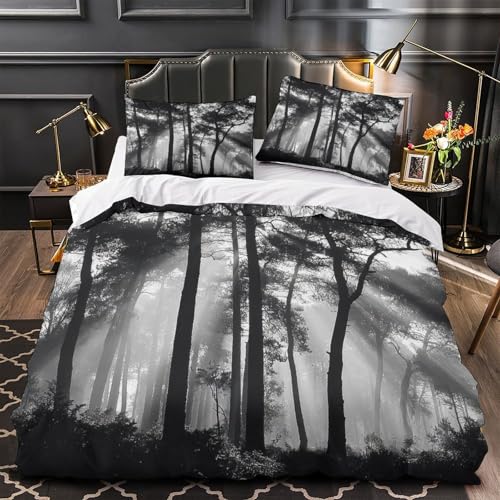 Housse de couette microfibre résistante motif cerf 3D avec fermeture éclair