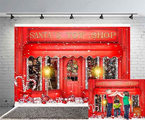 Haosphoto Santa's Toy Shop Backdrop for Photography 7X5FT Heavy Snow Backdrops Candy Cane Gifts Snowflakes Xmas Background for Kids Merry Christmas and Happy New Year Photo Studio Props Vinyl HS903 - Image 3