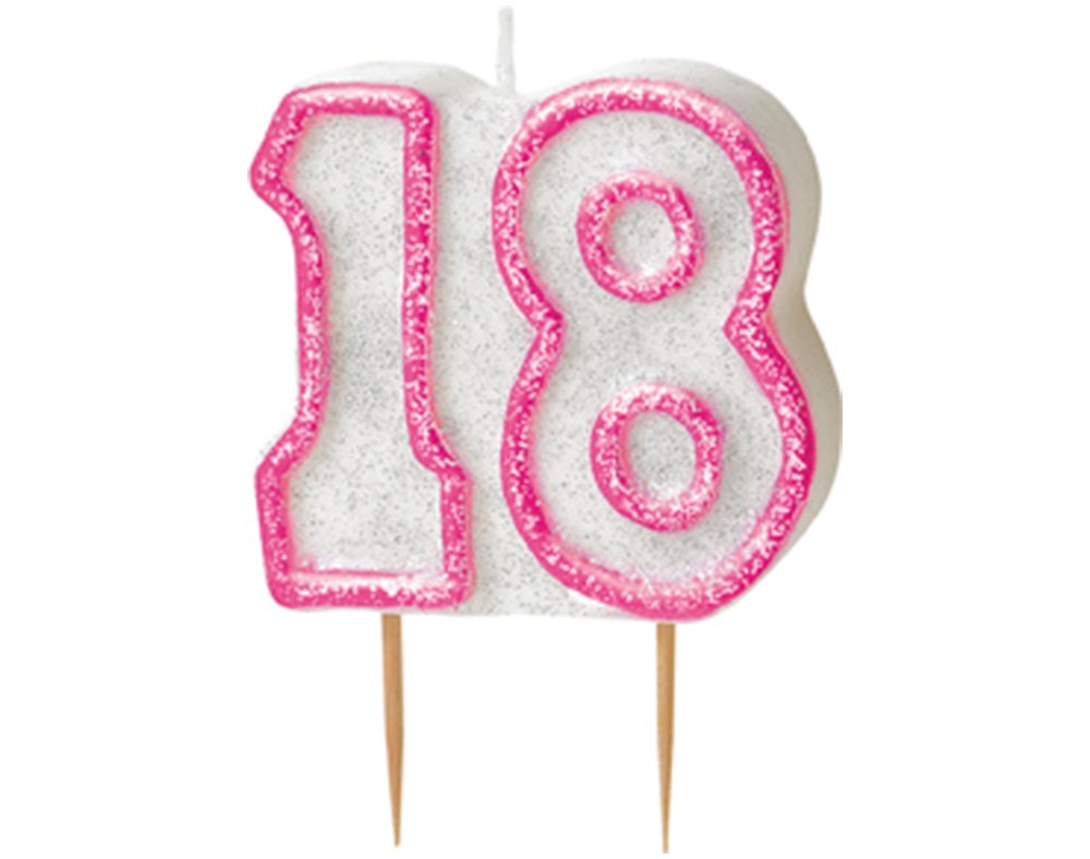 Unique Party 34401 - Glitz Pink 18th Birthday Candle