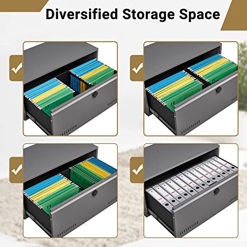 Kaer Metal Lateral File Cabinets With Lock,Drawer Large Metal Filing Cabinet,Lateral File Cabinet, For A4 Legal/Letter Size,Home Office Furniture,Metal Steel #TOP4