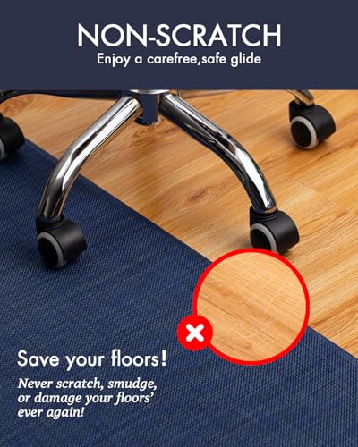 Image of BARoyal Office Chair Mat for Hardwood Floor Under Desk Computer Rolling Chair Mat for Wood /Tile Floor Non-Slip Heavy Duty Desk Rug PVC Plastic Hard Floor Protector 36 inch x 48 inch(Indigo)
